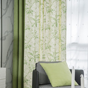 绿色小清新田园风，碎花美式窗帘卧室2022年客厅，轻奢飘窗半遮光