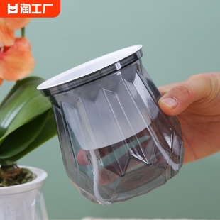 绿萝花盆家用水培器皿自吸水塑料懒人钻石水晶款透明盆栽盆桌面
