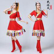 2022女西藏少数民族风服装成人，表演广场演出水袖藏族舞蹈服饰