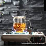 玻璃茶杯带盖加厚泡茶园趣杯透明耐热高硼硅玻璃杯花茶杯办公杯l2