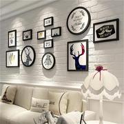 实木有框装饰画麋鹿黑白组合画客厅，d沙k发背景墙上挂画走廊餐厅墙
