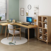 实木转角电脑桌台式书桌家用学习桌子l型书桌，飘窗书桌椅组合