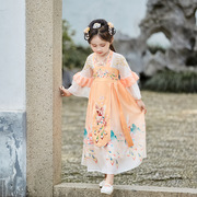 女童汉服夏季L7儿童装中国风古装浅蓝色裙子连衣裙女孩表演公主裙