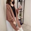 秋冬大码女装韩版中长款蝙蝠，袖针织开衫，女宽松毛衣学生女外套披肩