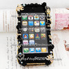 黑色奢华钻链水钻适用于iPhone5S/13 14华为金属边框手机壳