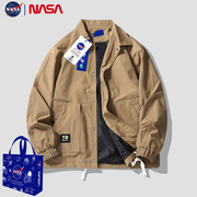 NASA联名夹克外套男春秋季百搭翻领工装宽松休闲青少年开衫潮