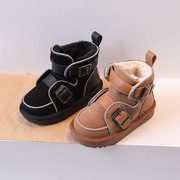 冬季儿童真皮加绒雪地靴1-2-3岁宝宝棉靴4男童女童短靴中小童靴子