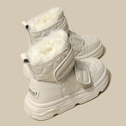 反季东北大棉鞋女冬外穿厚底运动加绒加厚雪地靴皮毛一体面包鞋子