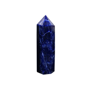 天然蓝纹石六棱柱摆件方钠石水晶，单尖柱能量愈疗原石摆件高频水晶