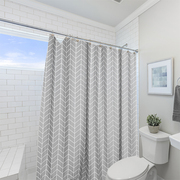 磁性浴帘套装防水浴室挂帘卫生间，浴帘隔断帘，弧形lu杆灰色浴帘加厚