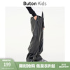 Buton Kids女童PU皮加绒皮裤2023秋冬款弹力腰直筒裤儿童长裤加厚