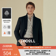 JODOLL乔顿男修身纯羊毛大衣冬季韩版西装领单排扣百搭纯色呢外套