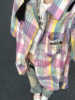韩系艺术生多巴胺衬衣女夏季学院风设计感彩虹格子中长款衬衫