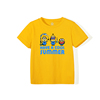 夏季儿童装男女大中小童卡通正肩姜黄色纯棉短袖T恤打底衫套头衫