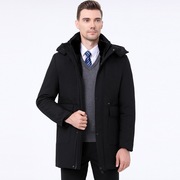 冬装男式棉服青中年男士带帽中长款加厚潮流羽绒棉衣棉袄保暖外套