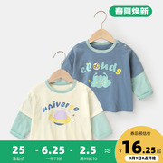 婴儿衣服假两件长袖T恤春装春秋男童女童宝宝儿童小童打底衫Y7935