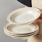 陶瓷盘子家用2022碗盘餐具白色碟子菜盘高级感餐盘鱼盘含羞草