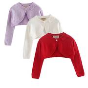 女童小披肩宝宝春夏季薄款针织开衫d外套，短款红色毛衣外搭白色罩