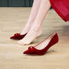 水钻婚鞋女2024秀禾服新娘鞋，红色高跟鞋女细跟尖头时装单鞋女