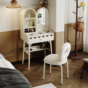 奶油风小户型梳妆台卧室，现代简约实木，多功能网红书桌化妆柜一体
