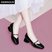 GEBINDU单鞋子半高跟气质优雅妈妈中年女士皮鞋低跟秋季粗跟舒适
