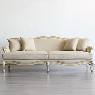 美式轻奢布艺沙发法式新古典(新古典)客厅，高端实木榉木雕花香槟家具可定制