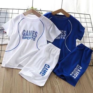 儿童短袖套装夏季男女童两件套运动服透气速干衣中大童篮球服-yq