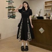 大码胖MM2023年夏季赫本风高级感中式改良旗袍连衣裙