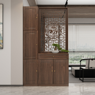 新中式玄关柜客厅，隔断柜现代简约酒柜置物架，入户屏风柜实木装饰柜