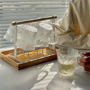 冰川纹玻璃杯具套装家庭用待客厅带把手柄喝水杯子咖啡杯架ins风