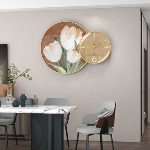 餐厅装饰画挂钟组合时尚表，创意钟表简约现代客厅2022网红时钟挂墙