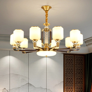 新中式客厅主灯铜餐厅吊灯，现代简约水晶大气全铜古典禅意别墅吊灯