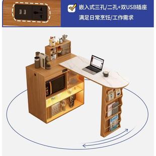 日式简约小户型吧台餐柜一体实木折叠可伸缩餐桌岛台家用隔断柜