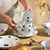 日式小蓝花碗盘餐具家用陶瓷吃饭碗创意双耳碗汤碗面碗炒菜盘子