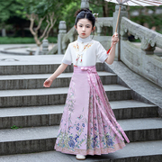 儿童马面裙套装女童汉服新中式织金改良古风衣服半身裙紫色旗袍裙