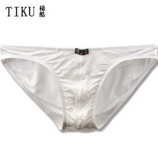 TIKU男士性感内裤春季三角裤白色莫代尔透气低腰红色三角裤一条装