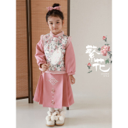 幼悠女童中国风系列套装冬季拼接毛绒碎花保暖外套万针刺绣马面裙