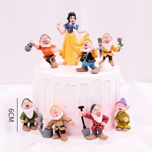 烘焙蛋糕装饰白雪公主与七个小矮人摆件派对情景生日蛋糕装饰玩偶