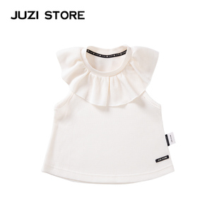 JUZI STORE童装华夫格上装花边装饰背心女童1023345