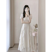 法式白色高级感仙女连衣裙，女夏季2024超仙公主裙温柔风长裙子