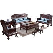 新中式全实木香樟木沙发组合三人B坐木椅子套装办公室农村客厅家