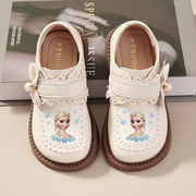 女童皮鞋真皮爱莎公主鞋2024女孩，软底单鞋洋气洛丽塔儿童鞋子