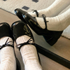 黑色小皮鞋女2023春秋，高跟法式玛丽珍鞋，蝴蝶结粗跟jk晚晚单鞋