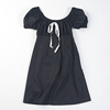 韩版时尚甜美圆领短袖，连衣裙3.21h73417夏季清新领结修身黑色短裙