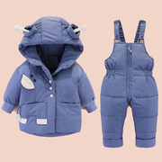 宝宝羽绒服男童套装，洋气小童1-5岁婴儿童冬装，两件套加厚反季
