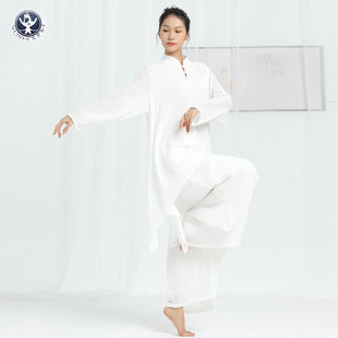 活力哈达禅修服秋冬丝麻，白色仙气瑜伽团体表演舞韵服套装定制