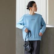 2024冬季新品圆领字母简约磨毛卫衣宽松加厚设计感时尚气质女上衣