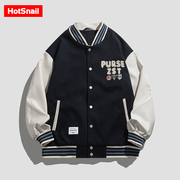 hotsnail棒球服男秋季青少年美式学院风运动夹克男女同款外套
