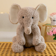 安抚大象抱枕靠垫坐姿卡其色，小象公仔毛绒玩具，布娃娃玩偶床上女孩