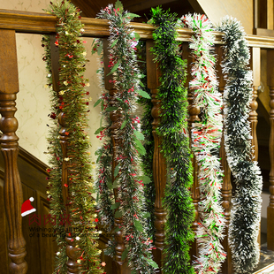 加粗绿昔草条圣诞节装饰挂饰，圣诞树毛条彩条拉条，新年新春彩带藤条